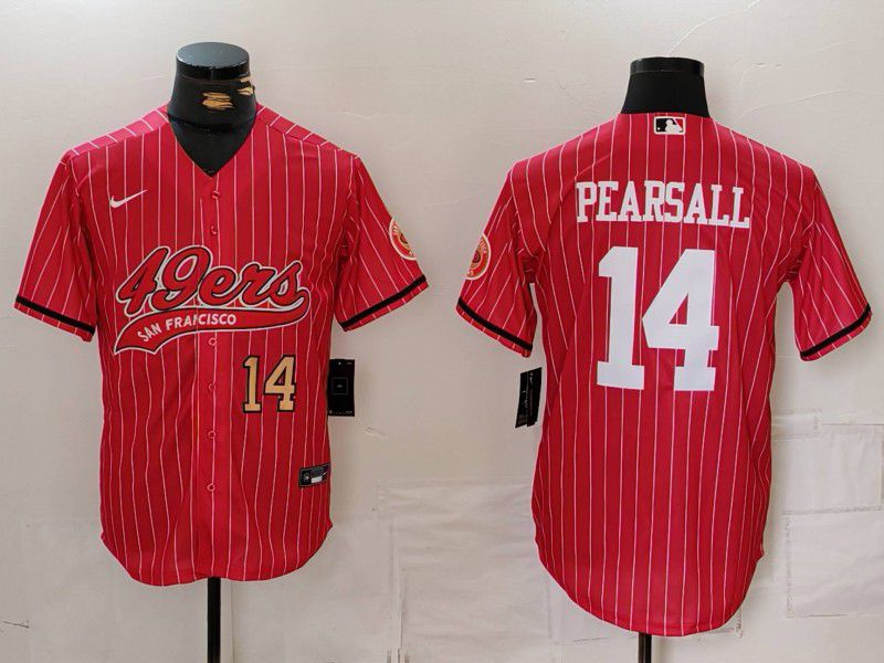 Men San Francisco 49ers #14 Pearsall Red Stripe Joint Name 2024 Nike Limited NFL Jersey style 2